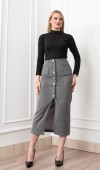 Velora Signature Wool Slit Skirt