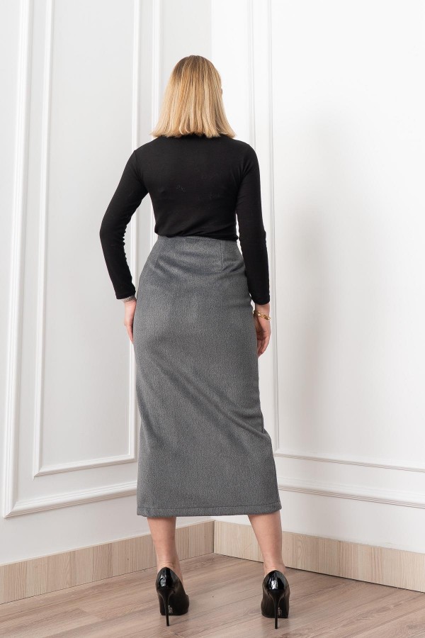 Velora Signature Wool Slit Skirt