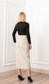 Velora Signature Wool Slit Skirt