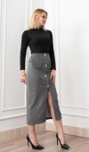 Velora Signature Wool Slit Skirt