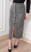 Velora Signature Wool Slit Skirt
