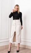 Velora Signature Wool Slit Skirt