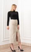 Velora Signature Wool Slit Skirt