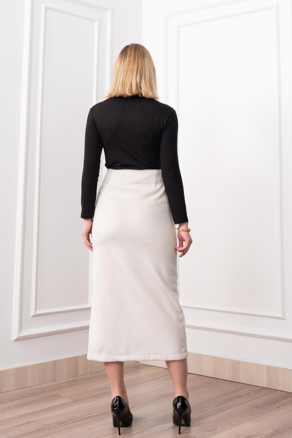 Velora Signature Wool Slit Skirt