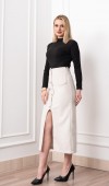 Velora Signature Wool Slit Skirt