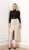 Velora Signature Wool Slit Skirt