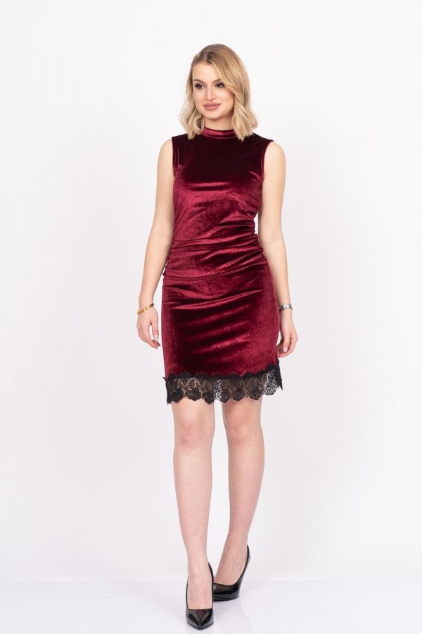 Velvet Lace Elegance – Premium Kadife Güpür Dress 50349