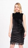 Velvet Lace Elegance – Premium Kadife Güpür Taşlı Dress 50344