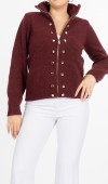 Vittoria Gold Düğme Detaylı Fermuarlı Triko Hırka 20326 STD