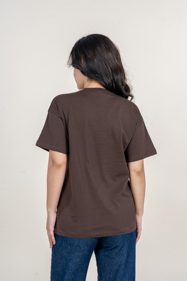 Yaka Fular Detaylı Penye T-shirt Yaka Fular Detaylı Penye T-shirt