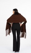 Yaka Kürk Peluş Deataylı Triko Şal 23705 STD