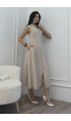 Yakalı Uzun Biritli Elbise 50325