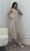 Yakalı Uzun Biritli Elbise 50325 Yakalı Uzun Biritli Elbise 50325