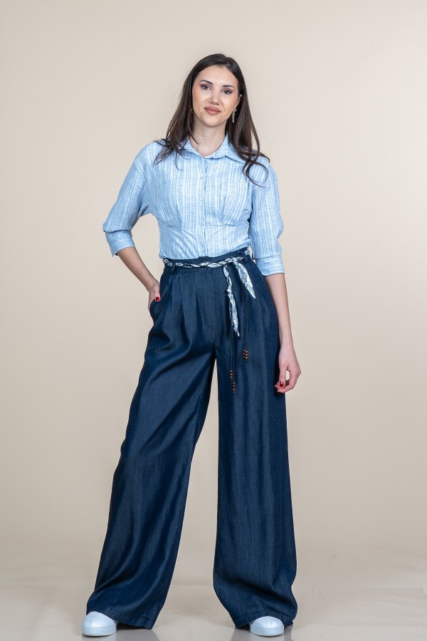 Yüksek Bel Salaş Bol Cepli Kot - Denim Pantolon 30369