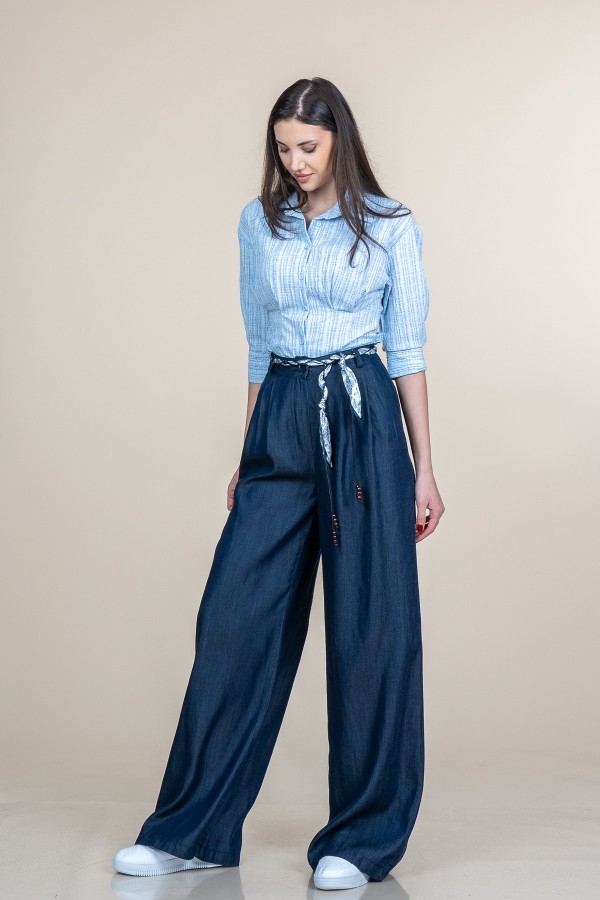 Yüksek Bel Salaş Bol Cepli Kot - Denim Pantolon 30369